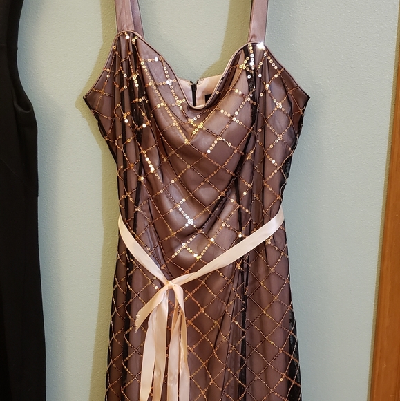 Pink dress with black tulle overlay - Picture 1 of 2